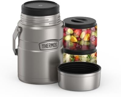 THERMOS Stainless King Food Jar with Handle, 47oz, Matte Stainless
