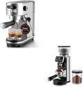 2 in 1 Espresso Grinder and Espresso Maker, Stainless Steel