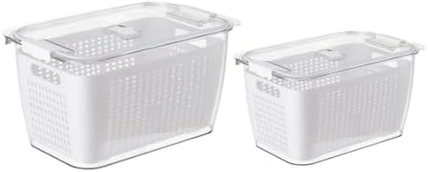 2pcs Fridge Storage Container Double Layer Draining Basket for Produce