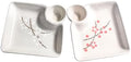 Porcelain Sushi Plate with Vinegar Dish Set of 2, 7'' Dumpling Plates