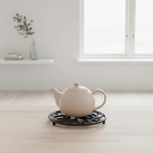 Comfy Hour 7.8" Decorative Cast Iron Trivet, Round Scrollwork Hot Pot