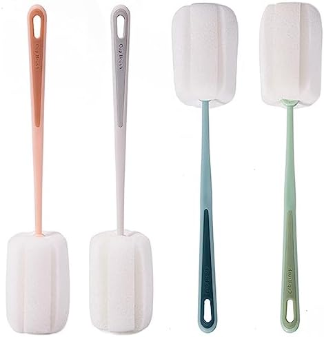 4 PCS Sponge Bottle Brushes, Bottles Scrubber Cleaning Brush with