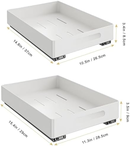 2 Pack Pull Out Cabinet Organizer, Adhesive Slide Out Drawer for