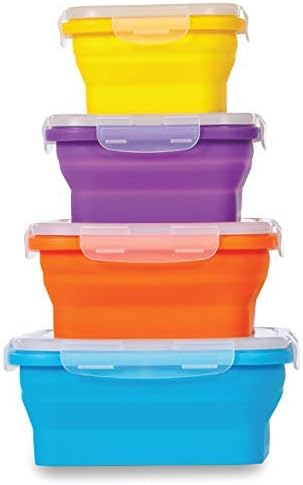 Flat Stacks Collapsible Storage Containers | Set of 4 Square Silicone