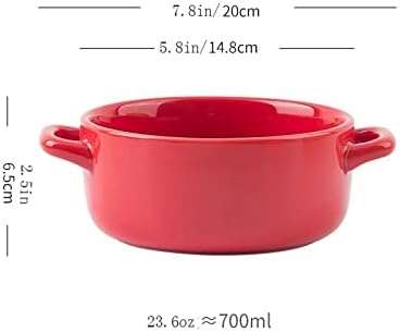Chicken Salad Bowl Set Of 4 Ceramic Soup Bowls with Handles, Ceramic