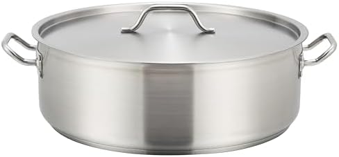 Winco 15 qt Stainless Steel Brazier Pan with Lid