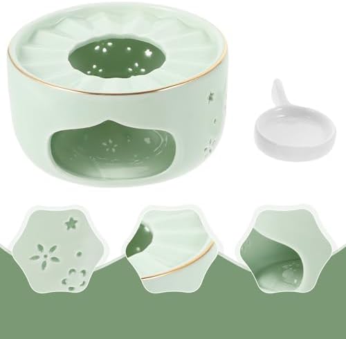 Ceramic Teapot Warmer Base with Candle Holder, Hollow Design
