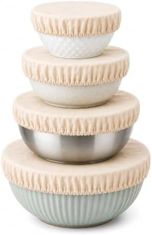 Organic Bowl Covers for Food Storage, Bread Proofing, 4 Pack