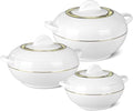 T TABAKH Ambiente King Insulated Casserole Dish with Lid - 3pc Set Hot Pot Food Warmer/Cooler - Thermal Soup, Salad Serving Bowl - Stainless Steel Container - Keeps Food Hot & Cold (6000ml+8000ml+10,000ml)