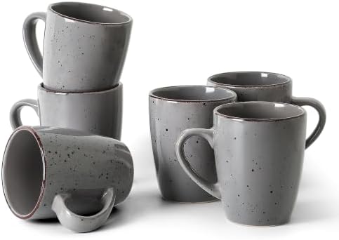 FUN ELEMENTS Coffee Mugs Set of 6, 12.8 oz Ceramic Speckled Coffee