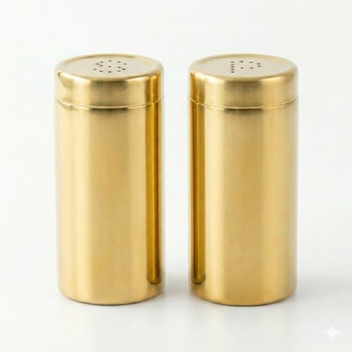 2 Pack Gold Salt and Pepper Shakers Set - Stainless Steel Seasoning