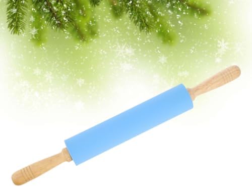 Silicone Dough Rolling Pin with Wood Handle for Baking