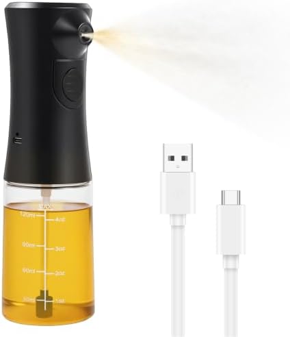 Electric Oil Sprayer, 160ml Glass Bottle, Black