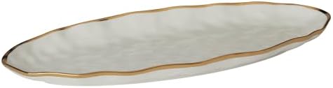 Regency Gold 19.5-Inch Porcelain Oval Fish Platter with Scalloped