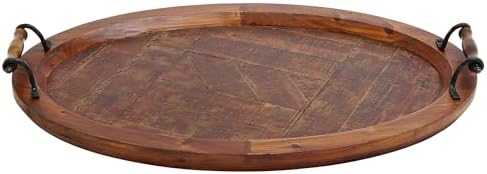 Deco 79 Wood Living Room Decor Tray Large Oval Ottoman Tray with