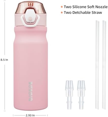 BJPKPK 18 oz Water Bottle with Straw & Handle, Insulated Stainless