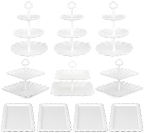 Pack of 11 NWK Cake Stand Set of Cupcake Stand, Tray & Table Cloth