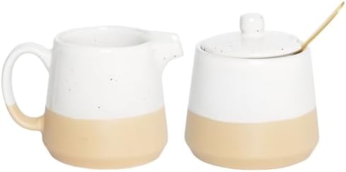 Bosmarlin Ceramic Sugar and Creamer Set, Sugar Bowl with Lid and
