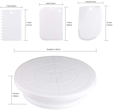 Cake Decorating Turntable with Decorating Comb and Icing Smoother
