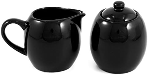 Black Ceramic Two Piece Creamer & Sugar Service Set