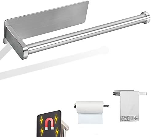 Paper Towel Holder, Brushed Steel, Magnetic Backing