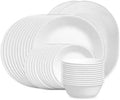 Corelle Vitrelle 38-Piece Service for 12 Dinnerware Set, Triple Layer Glass and Chip Resistant, Lightweight Round Plates and Bowls Set, Winter Frost White