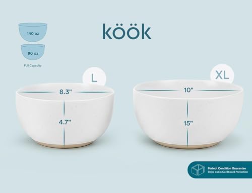 KooK Mixing Bowls, Ceramic Nesting Bowls, Stoneware Kitchen Bowls, For