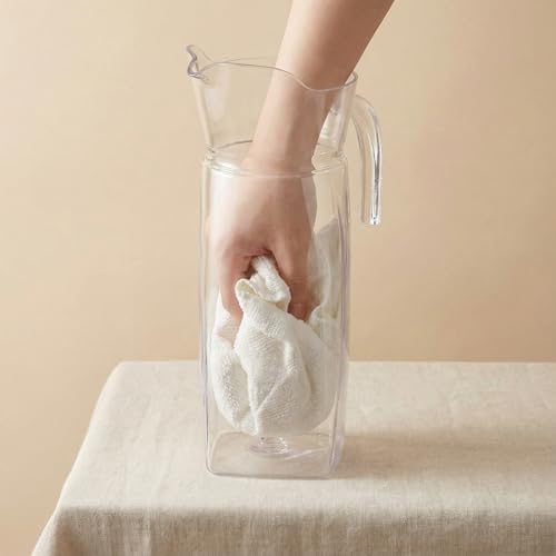 Elsjoy 2 Pack 42 oz Plastic Pitcher with Lid, Clear Acrylic Water