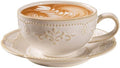 Beaded Floral Embossed 12 OZ Vintage Farmhouse Porcelain Latte Cup and