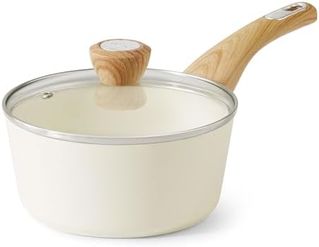 SENSARTE Ceramic Nonstick Sauce Pan with Lid, 1.5 Quart Small