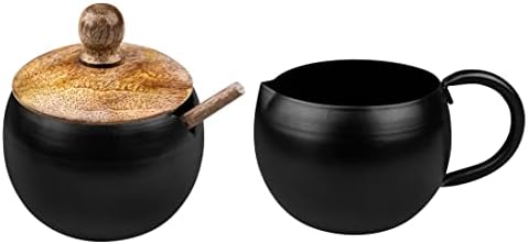 GoCraft Sugar Bowl and Creamer Pitcher Set | Matte Black Iron Cup Jug