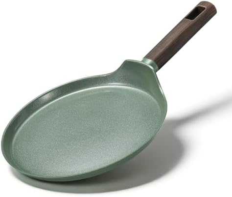 MsMk 9.5 Inch Ceramic Nonstick Crepe Pan, Green Induction Dosa Tawa