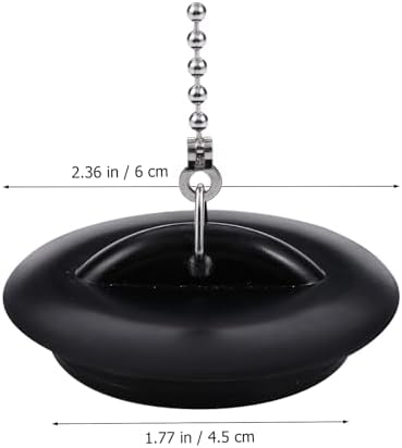 Black Silicone Drain Stopper 2 Piece Set with Chain Design
