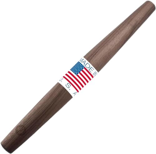 Black Walnut French Style Rolling Pin: Tapered Solid Wood Design. By
