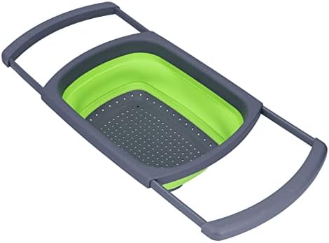LiebeWH Over Sink Oval Colander, Plastic Silicone Fruit Wash Basket