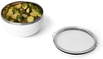 YETI Rambler Bowl, Vacuum Insulated, Stackable and Nestable Stainless Steel Bowl with Lid, 2 Quart, White