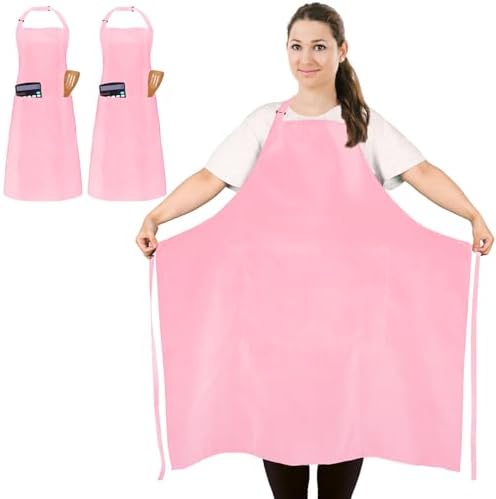 2 Pack Plus Size Waterproof Cooking Chef Apron with 2 Pockets for Men