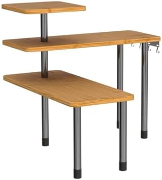ZHWS Adjustable 3-Tier Corner Counter Shelf with 4 Hooks