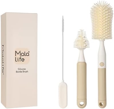 3-Pack Silicone Baby Bottle Brush, Bottle Cleaner, with Convenient