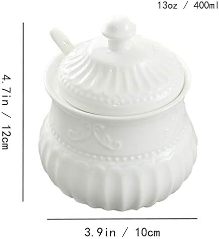 FUYU Relief White Ceramic Creamer and Sugar Bowl Set Coffee Serving