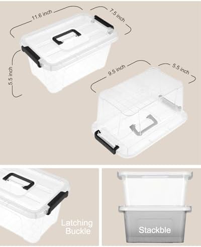NUMIFUN 6 Pack 7Qt Clear Plastic Storage Bins with Lids