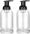 CHBJDAN 2 Pack Thick Clear Glass Jar Soap Dispenser with Foaming Pump