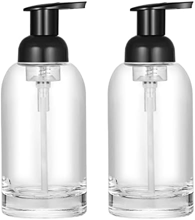 CHBJDAN 2 Pack Thick Clear Glass Jar Soap Dispenser with Foaming Pump