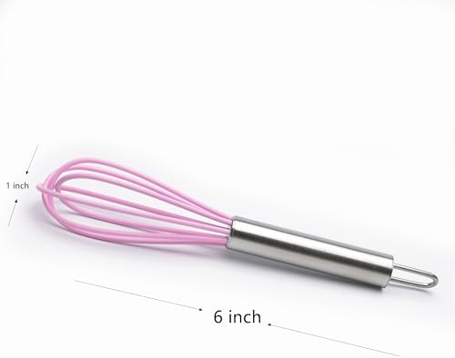 Mini Whisks 6 inch 4Pcs silica gel stainless steel Whisk, Hand Egg