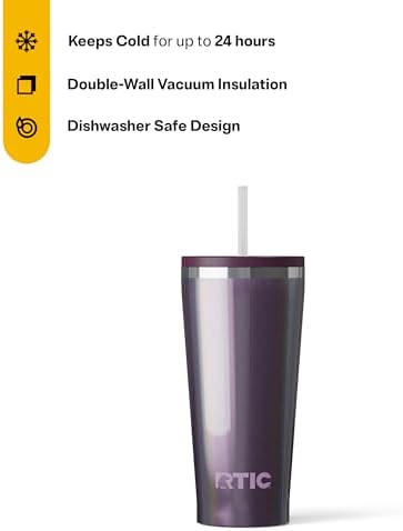 RTIC 20oz Everyday Tumbler, Insulated, Ceramic Lined, Plum Glitter