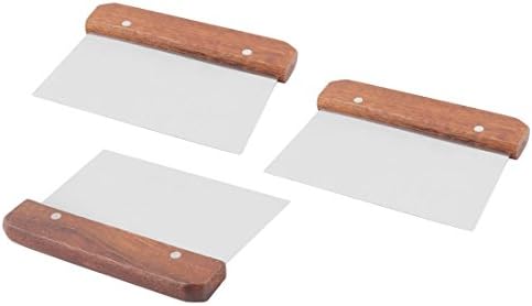 uxcell 3 Pcs Wood Handle Dough Cake Pizza Bench Scraper Chopper Cutter