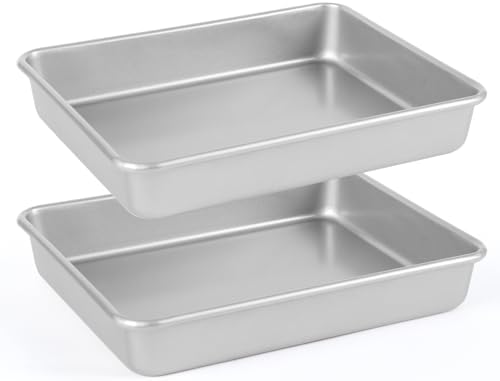 9x11 Baking Pan, Toaster Oven Rectangle Cake Pan Heavy Duty, Silver