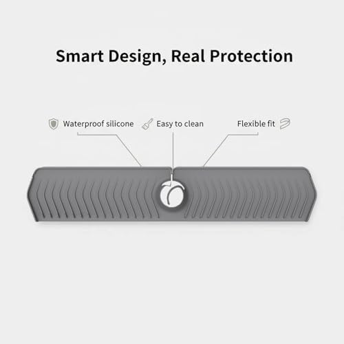 30 Inch Silicone Kitchen Sink Faucet Mat, Adjustable Waterproof Splash