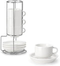 MALACASA Porcelain Espresso Cups Set of 4, with Saucers and Metal