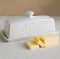 WERTIOO Butter Dish With Lid for Countertop,Butter Tray,Ceramic-White